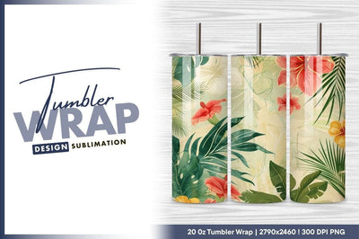 Tropical floral pattern with hibiscus and palm Sublimation Regulrcrative 