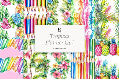 Tropical Flowers Digital Paper | Tropical Flowers Pattern Digital Pattern GlamArtZhanna 