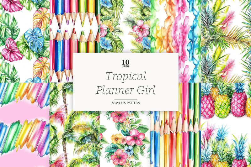 Tropical Flowers Digital Paper | Tropical Flowers Pattern - So Fontsy