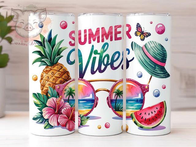 Tropical Flowers Exotic Summer Vibes Tumbler Wrap, Summer Vibes Wrap, 20oz Sublimation Design, Floral Summer Cup, Exotic Flower Tumbler, Tropical Vibes Wrap, Bright Floral Tumbler Sublimation Lara' s Designs 