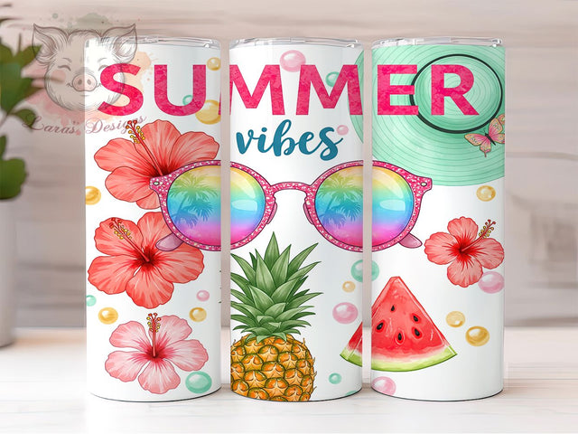 Tropical Flowers Exotic Summer Vibes Tumbler Wrap, Summer Vibes Wrap, 20oz Sublimation Design, Floral Summer Cup, Exotic Flower Tumbler, Tropical Vibes Wrap, Bright Floral Tumbler Sublimation Lara' s Designs 