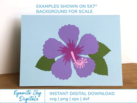 Tropical Flowers Hibiscus with Leaves SVG Kyanite Sky Digitals 