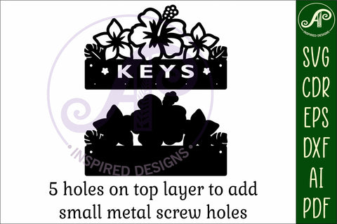 Tropical Flowers Key holder designs for wood and metal SVG APInspireddesigns 