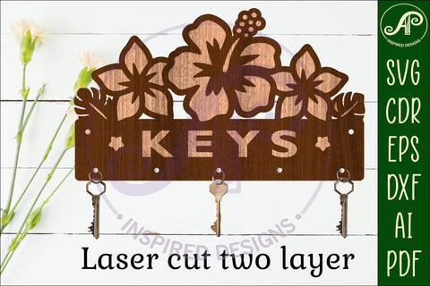 Tropical Flowers Key holder designs for wood and metal SVG APInspireddesigns 