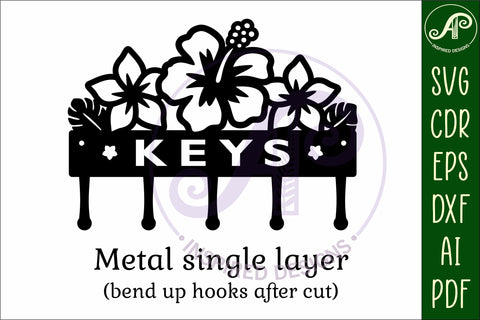 Tropical Flowers Key holder designs for wood and metal SVG APInspireddesigns 