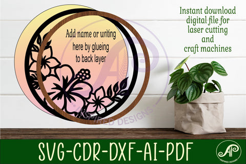 Tropical Flowers layered personalized name wall art sign SVG APInspireddesigns 