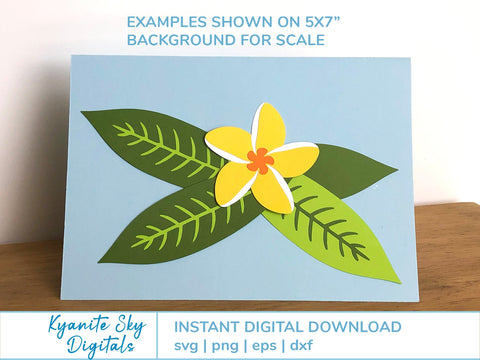 Tropical Flowers Plumeria with Leaves SVG Kyanite Sky Digitals 
