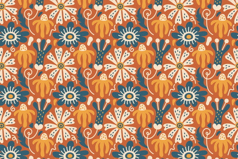 Tropical Flowers Seamless Patterns JPG EPS Digital Pattern Rin Green 