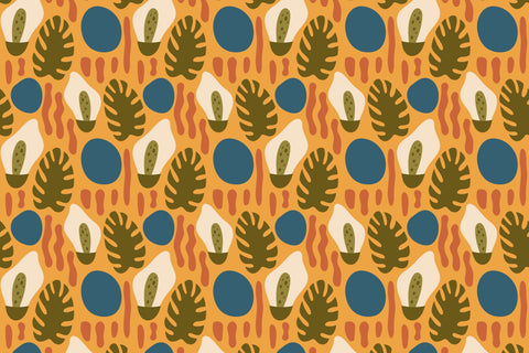 Tropical Flowers Seamless Patterns JPG EPS Digital Pattern Rin Green 