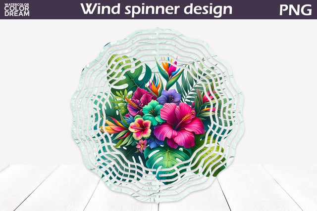 Tropical Flowers Wind Spinner | Floral Wind Spinner Sublimation WatercolorColorDream 