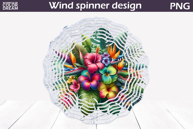 Tropical Flowers Wind Spinner | Floral Wind Spinner Sublimation WatercolorColorDream 
