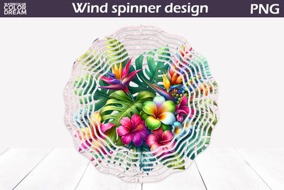 Tropical Flowers Wind Spinner | Floral Wind Spinner Sublimation WatercolorColorDream 