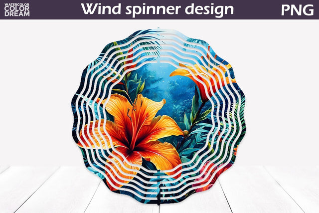 Tropical Flowers Wind Spinner | Watercolor Floral Wind Spinner Sublimation WatercolorColorDream 
