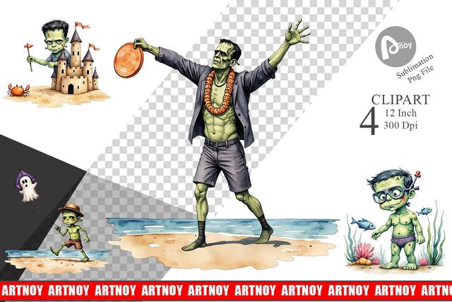 Tropical Frankenstein Clipart Sublimation artnoy 