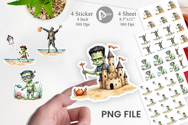 Tropical Frankenstein Sticker Sublimation artnoy 