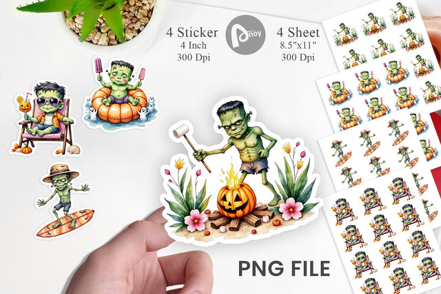 Tropical Frankenstein Sticker Sublimation artnoy 