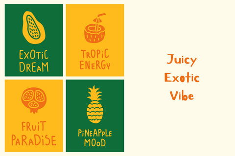 Tropical Fruit Quote Posters Digital Pattern Rin Green 