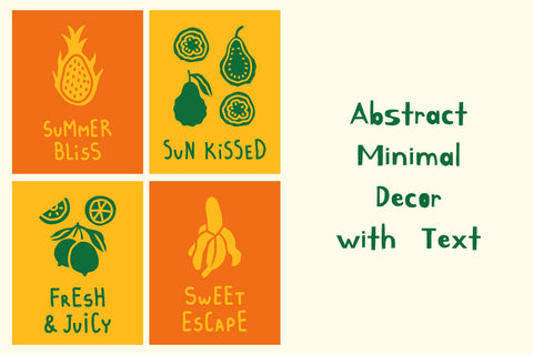 Tropical Fruit Quote Posters Digital Pattern Rin Green 