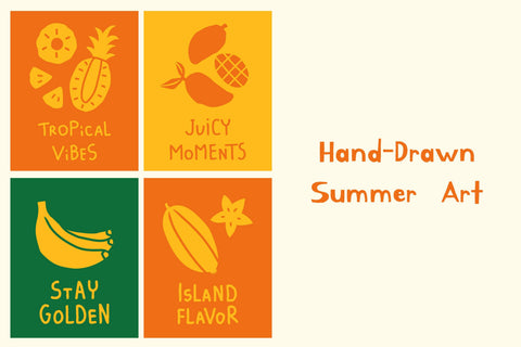 Tropical Fruit Quote Posters Digital Pattern Rin Green 