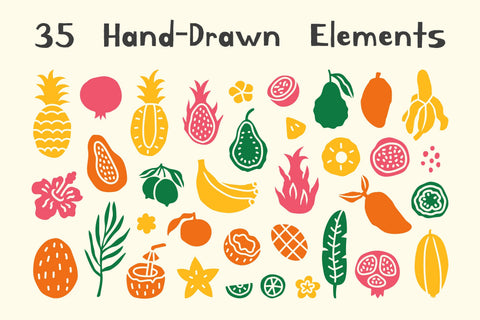 Tropical Fruits Abstract Shapes PNG Clipart Sublimation Rin Green 