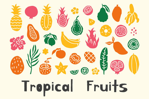 Tropical Fruits Abstract Shapes PNG Clipart Sublimation Rin Green 