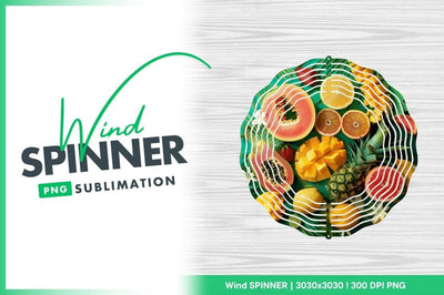 Tropical Fruits Arrangement Papaya Mango Pineapple Orange Banana Strawberry Lemon Sublimation Regulrcrative 
