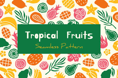 Tropical Fruits Seamless Pattern & Digital Paper PNG JPG EPS Digital Pattern Rin Green 