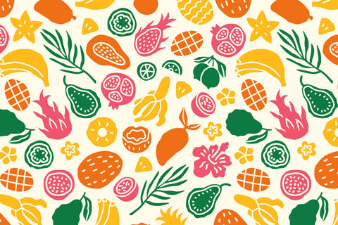 Tropical Fruits Seamless Pattern & Digital Paper PNG JPG EPS Digital Pattern Rin Green 