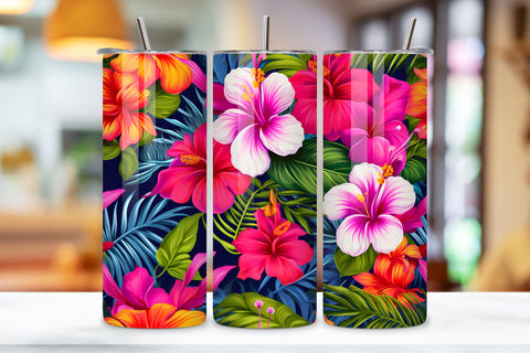 Tropical Garden Tumbler Wrap, Seamless Design PNG Sublimation FloridPrintables 