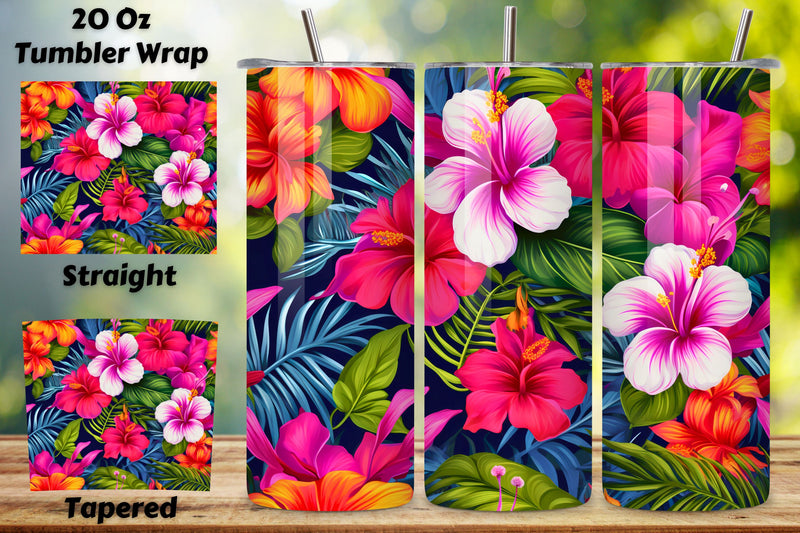 Tropical Garden Tumbler Wrap, Seamless Design PNG Sublimation FloridPrintables 