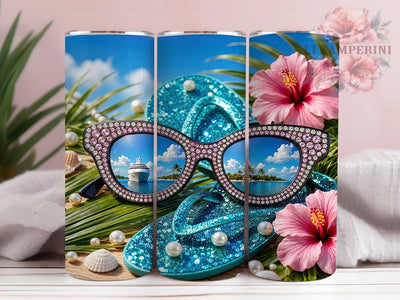 Tropical Glam Sunglasses 20oz Tumbler, Tropical Glam Motif, Sunglasses Art Design, Summer Theme, Vibrant Accent, Stylish Charm, Sublimation Wrap, 20oz Tumbler Sublimation Li Zamperini 
