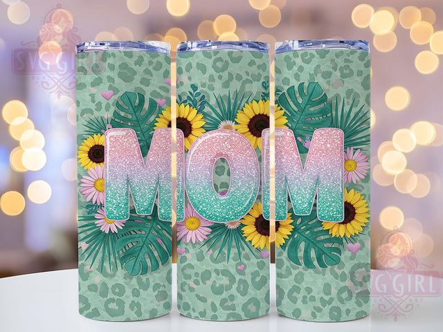 Tropical Glitter Mom 20oz Tumbler, MOM Tumbler Wrap, Tropical Glitter Tumbler, Glitter Tumbler Design, 20oz Tumbler Wrap, Sublimation Tumbler, Tropical Mom Tumbler Sublimation SvggirlplusArt 