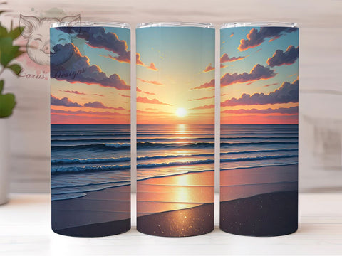 Tropical Glitter Sunset Tumbler Wrap, Beach Tumbler Sublimation, 20oz Glitter Tumbler Design, Tropical Sunset Tumbler, Coastal Glitter Tumbler, Summer Beach Vibes Tumbler Sublimation Lara' s Designs 