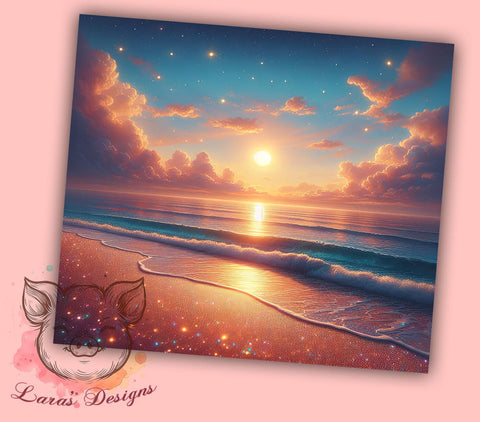 Tropical Glitter Sunset Tumbler Wrap, Beach Tumbler Sublimation, 20oz Glitter Tumbler Design, Tropical Sunset Tumbler, Coastal Glitter Tumbler, Summer Beach Vibes Tumbler Sublimation Lara' s Designs 