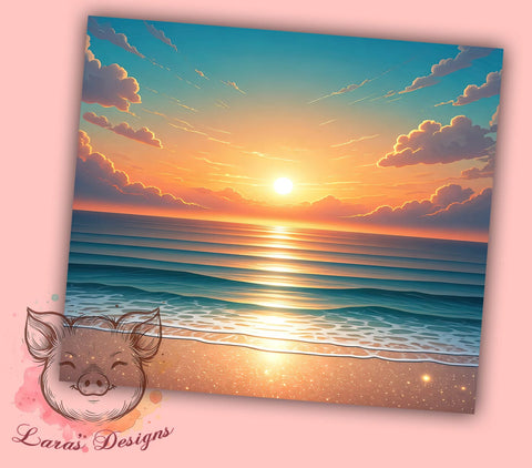 Tropical Glitter Sunset Tumbler Wrap, Beach Tumbler Sublimation, 20oz Glitter Tumbler Design, Tropical Sunset Tumbler, Coastal Glitter Tumbler, Summer Beach Vibes Tumbler Sublimation Lara' s Designs 