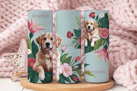 Tropical Golden Retriever 20oz Tumbler Sublimation DesignSVG 