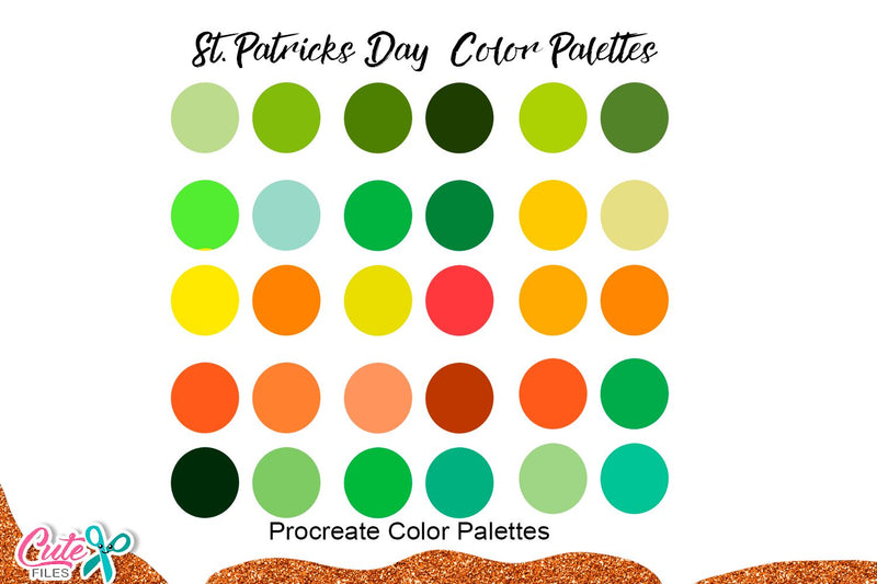 Tropical greeen Color Palette for Procreate Sublimation Cute files 