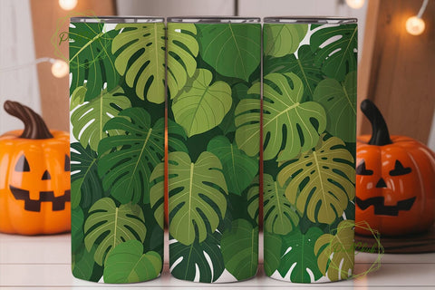 Tropical Green Monstera Foliage Tumbler Sublimation PixelChick 