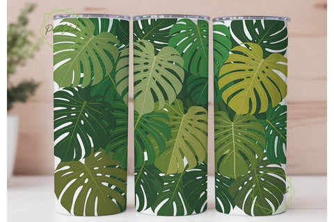 Tropical Green Monstera Foliage Tumbler Sublimation PixelChick 