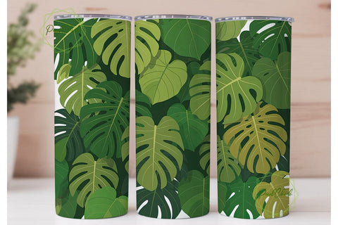 Tropical Green Monstera Foliage Tumbler Sublimation PixelChick 