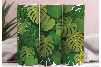 Tropical Green Monstera Foliage Tumbler Sublimation PixelChick 
