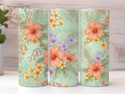 Tropical Hibiscus 20oz Tumbler, Island Bloom, Exotic Petals, Vibrant Flora, Hawaiian Garden, Lush Nature, Colorful Paradise, Sublimation Wrap Sublimation Lara' s Designs 
