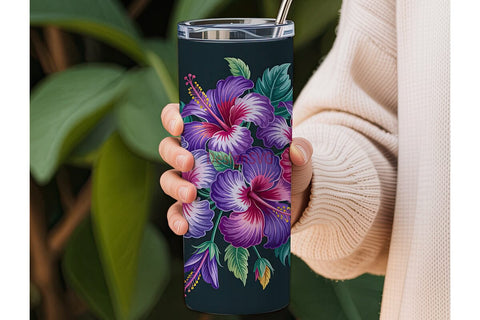 Tropical Hibiscus 20oz Tumbler Wrap Sublimation DesignSVG 