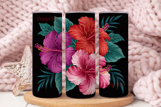 Tropical Hibiscus 20oz Tumbler Wrap Sublimation DesignSVG 