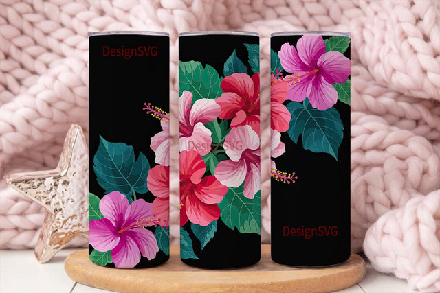 Tropical Hibiscus 20oz Tumbler Wrap Sublimation DesignSVG 