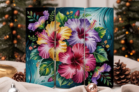 Tropical Hibiscus 20oz Tumbler Wrap Sublimation DesignSVG 