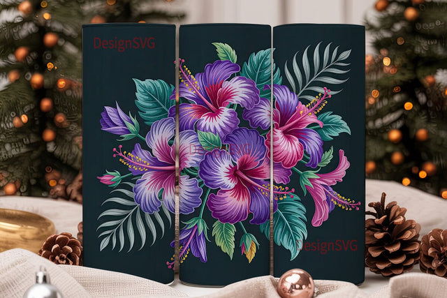 Tropical Hibiscus 20oz Tumbler Wrap Sublimation DesignSVG 