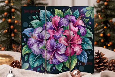 Tropical Hibiscus 20oz Tumbler Wrap Sublimation DesignSVG 