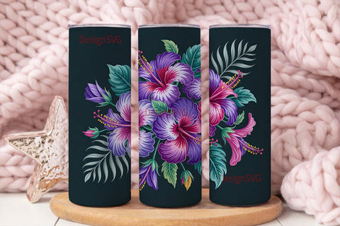 Tropical Hibiscus 20oz Tumbler Wrap Sublimation DesignSVG 
