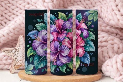 Tropical Hibiscus 20oz Tumbler Wrap Sublimation DesignSVG 